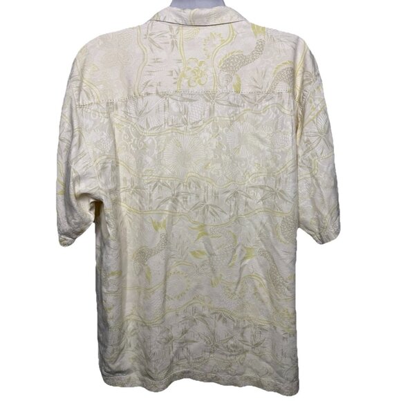 Tommy Bahama Men's Large Silk Beige Short Sleeve Button Up Shirt Floral - Picture 4 of 9